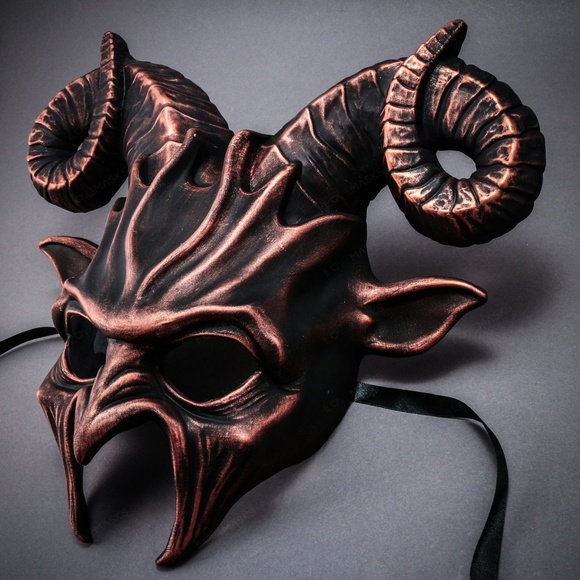 Krampus Ram Demon Horns Devil Halloween Mask Cosplay Costume Party Face Mask - Picture 3 of 3